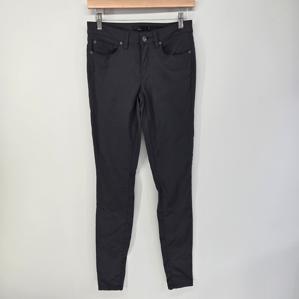 Prana Kara Skinny Pants Women 2 Tall Charcoal Gray Outdoor Hiking Gorpcore